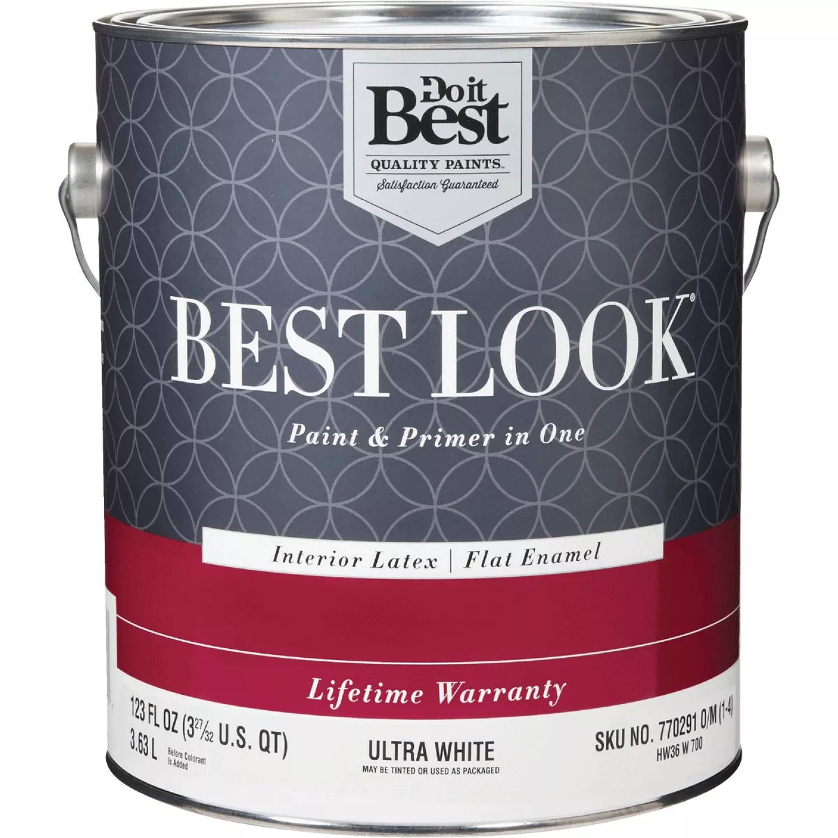 Best Look Latex Premium Paint & Primer In One Flat Enamel Interior Wall Paint, Ultra White, 5 Gallon