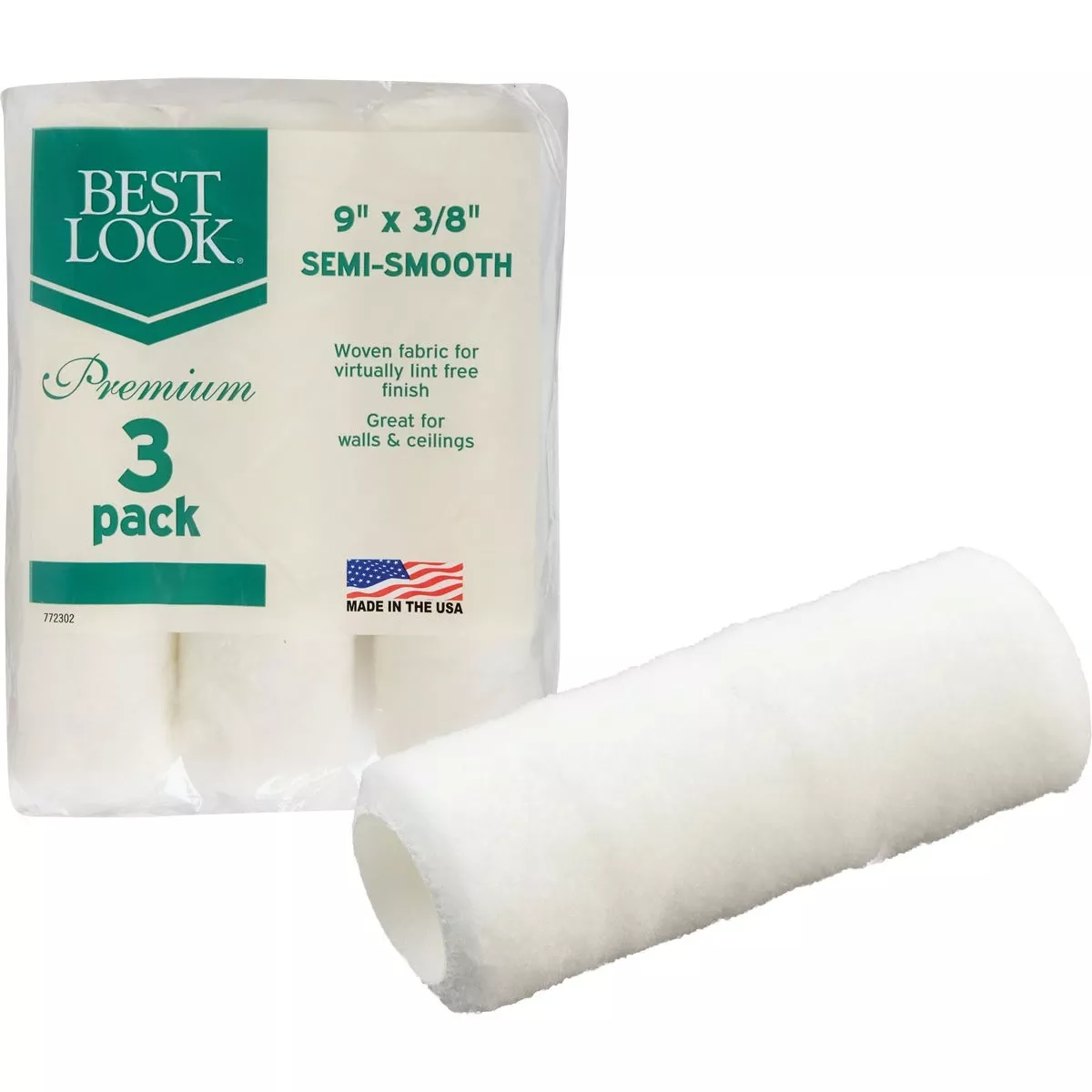 Best Look Premium 9 In. X 3/8 In. Woven Fabric Roller Cover (3-pack)