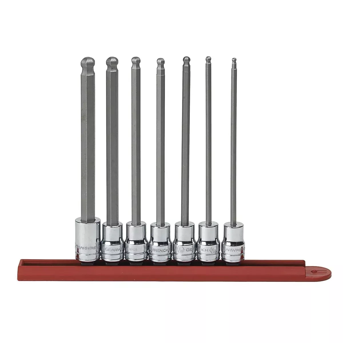 GearWrench 7 Piece 3/8 Inch Drive Long Ball End Hex Bit SAE Socket Set